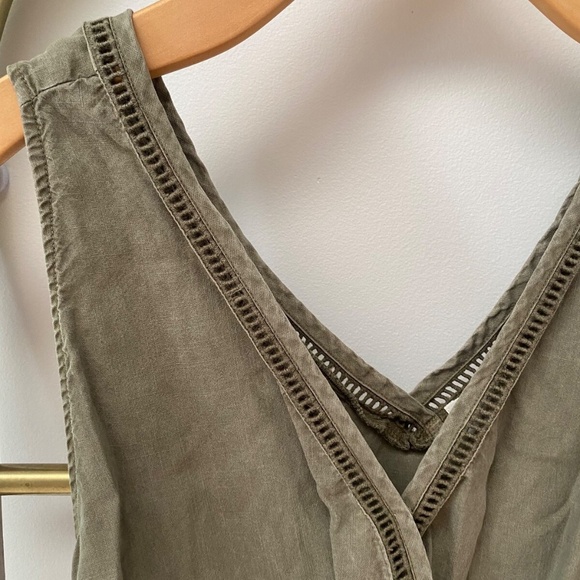 Anthropologie Cloth & Stone Burlingame Wrap V-Neck Romper Olive Green Size S - Picture 4 of 8
